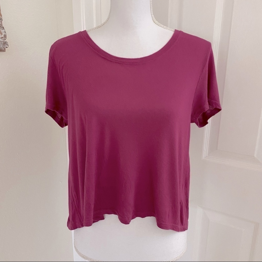 Truly Madly Deeply Crop Raspberry Top Split Back Sz Small